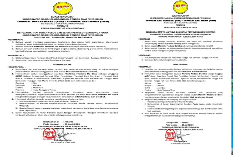 *Kabar Sukacita : Martinho Madeira Da Silva Kembali Aktif, Sebagai Anggota THS-THM oleh Koornas 2023-2026*