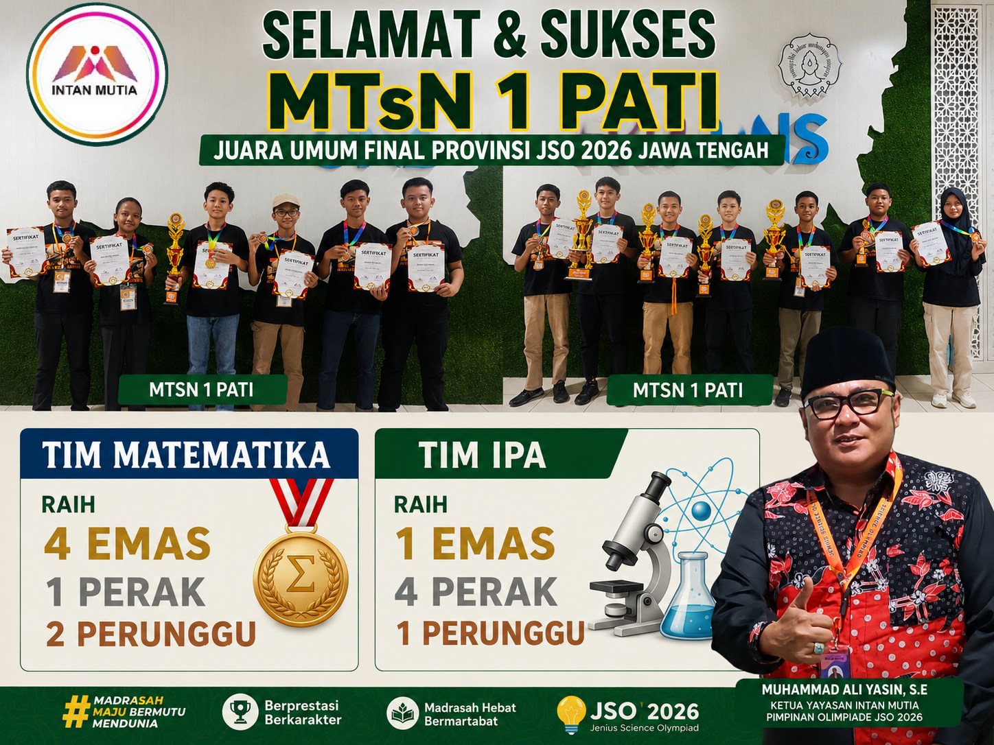 ‎MTsN 1 Pati Sabet Juara Umum JSO Jateng 2026, Bawa Pulang 21 Medali ‎