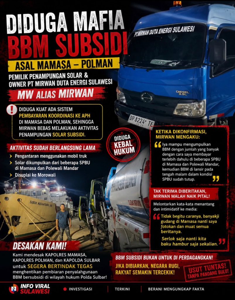 *Diduga Ada Koordinasi dengan Oknum APH, Aktivitas Penampungan Solar Subsidi di Mamasa–Polman Diminta Diinvestigasi*
