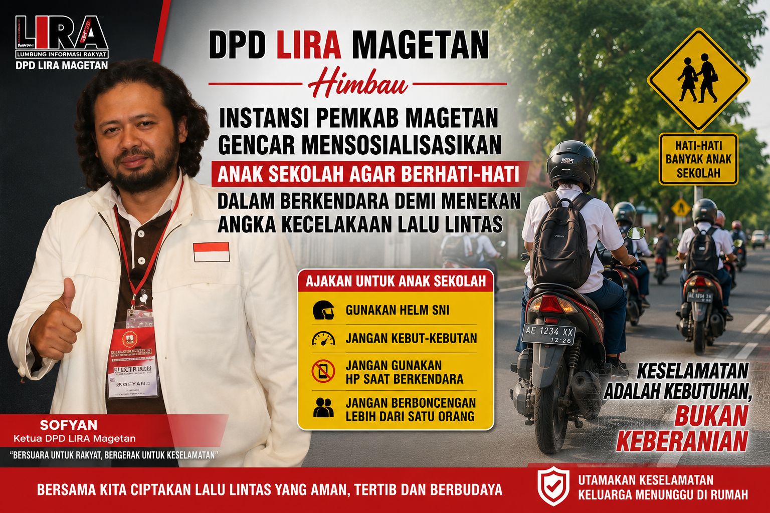 Ketua DPD LIRA Magetan Minta Polisi dan Dishub Gencarkan Sosialisasi Edukasi Berkendara untuk Pelajar